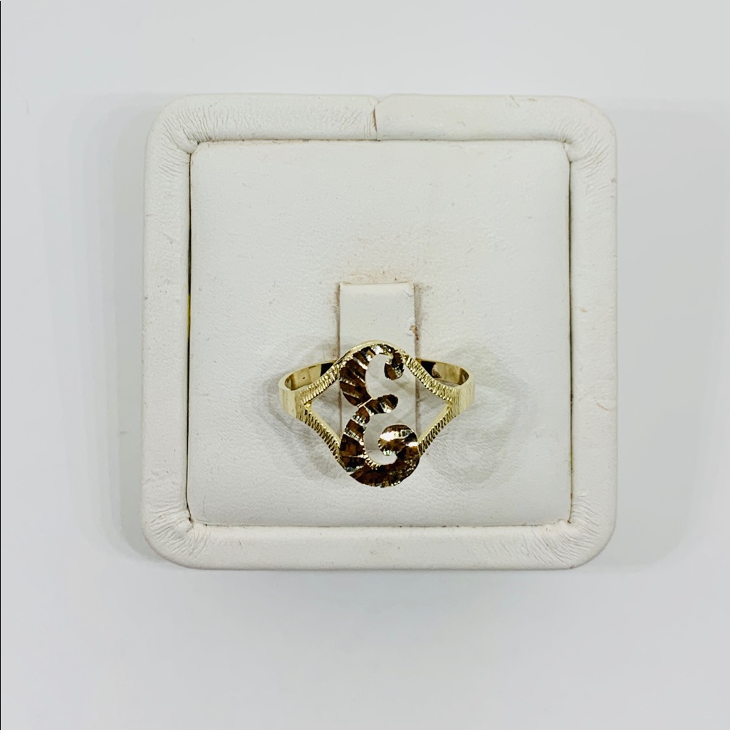 10k Solid Gold Initial E Ring Size 7